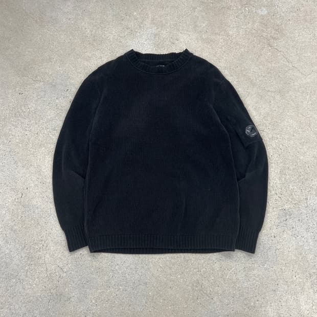 CP컴퍼니 렌즈와펜 블랙 골지 니트