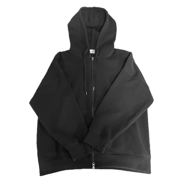 블랙 무지 오버사이즈 후드집업
