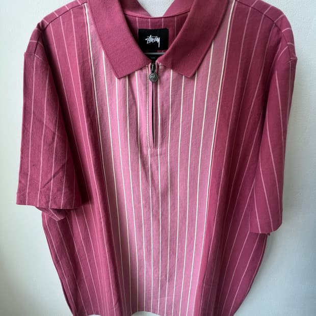 스투시 스트라이프 반집업 폴로티 L 새상품