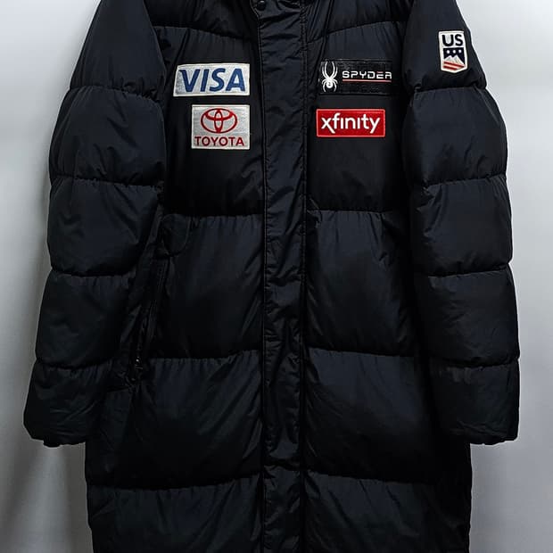 스파이더 구스다운 롱패딩 100