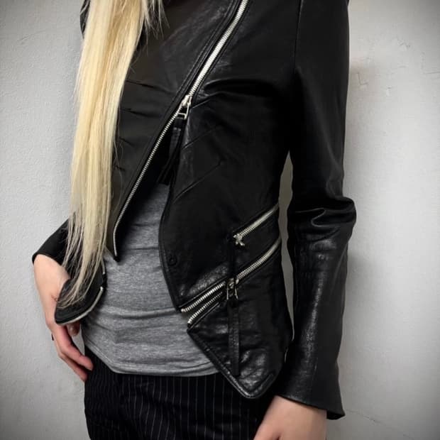 vintage draped leather jacket 가죽 레더 자켓