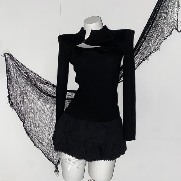 ꒰ঌ 차이나 넥 블랙 롱슬리브 ໒꒱