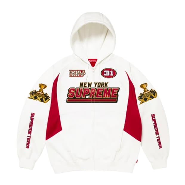 슈프림 풋볼 집업 후드 화이트 XL