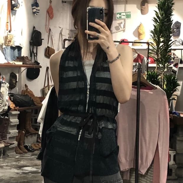 [2462]Lanvin glitter halter neck vest