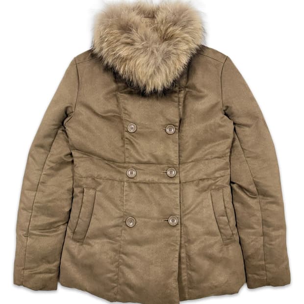 빈티지 SHEL'TTER 라이트 브라운 퍼 더블 패딩