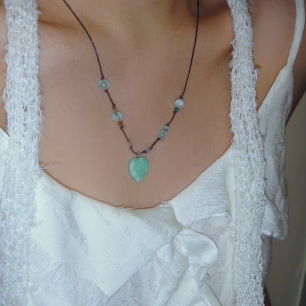 빈티지 목걸이 mint heart necklace