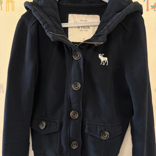 희귀매물 아베크롬비 단추 후드 집업 네이비