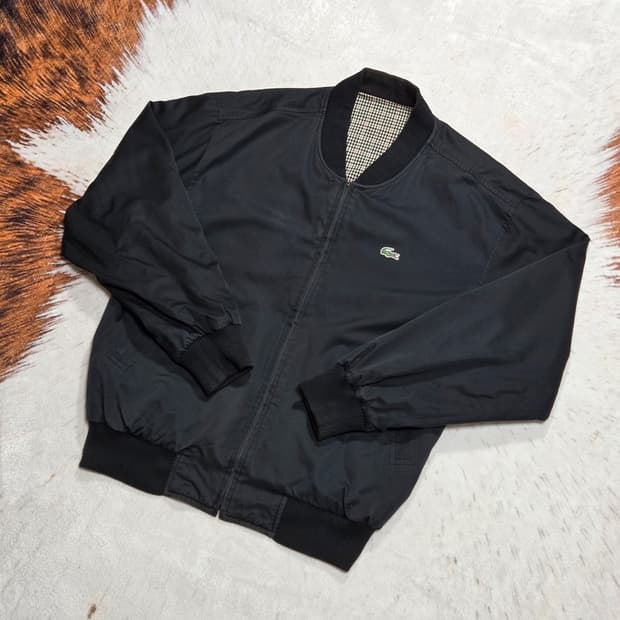 90S 서광 라코스테 리버시블 체크 블루종 자켓