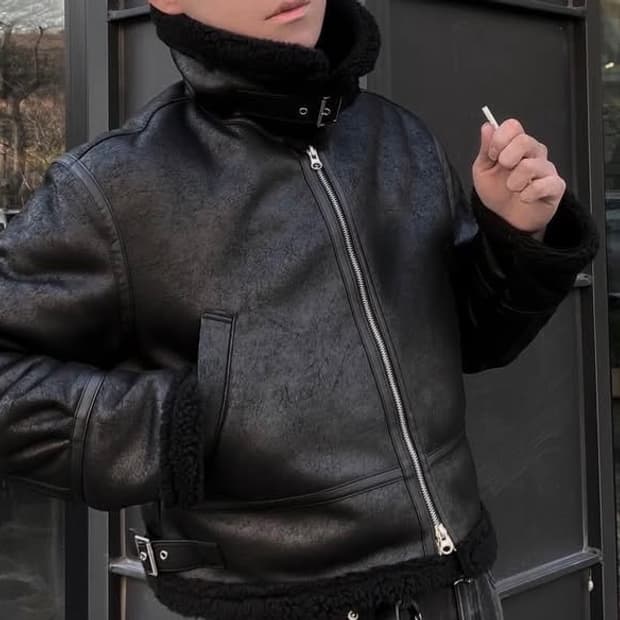 cropped shearling jacket