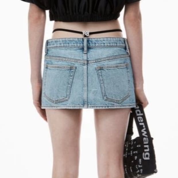 Alexander wang 데님 크리스탈 로고 스커트