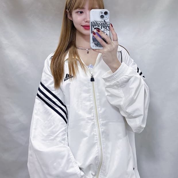 아디다스 90‘s 화이트 오버핏 바람막이 