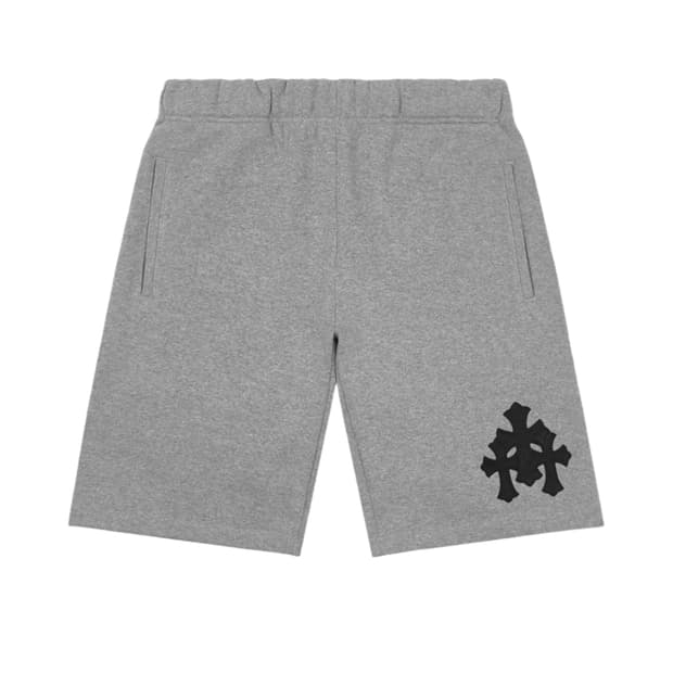 [XL] 크롬하츠 레더패치 페이퍼잼 스웻쇼츠 반바지 그레이