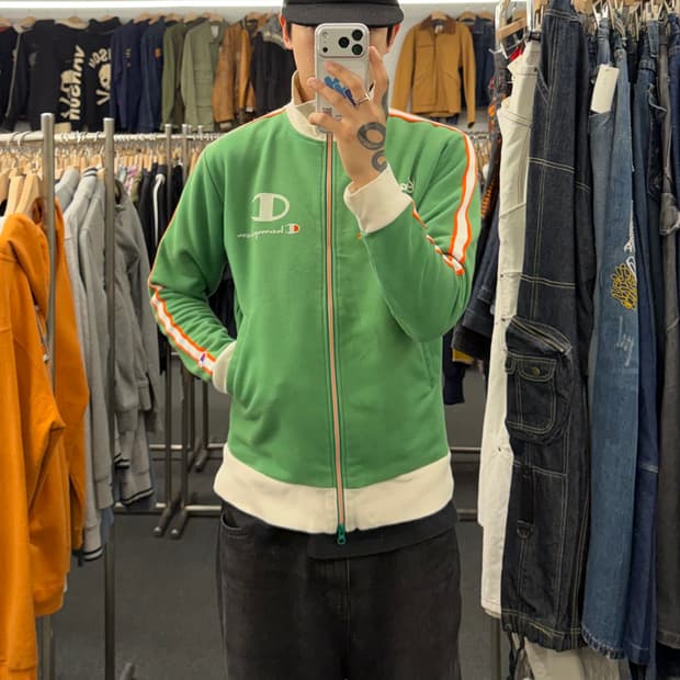 L) 챔피온 빈티지 올드스쿨 그린 트랙 자켓 