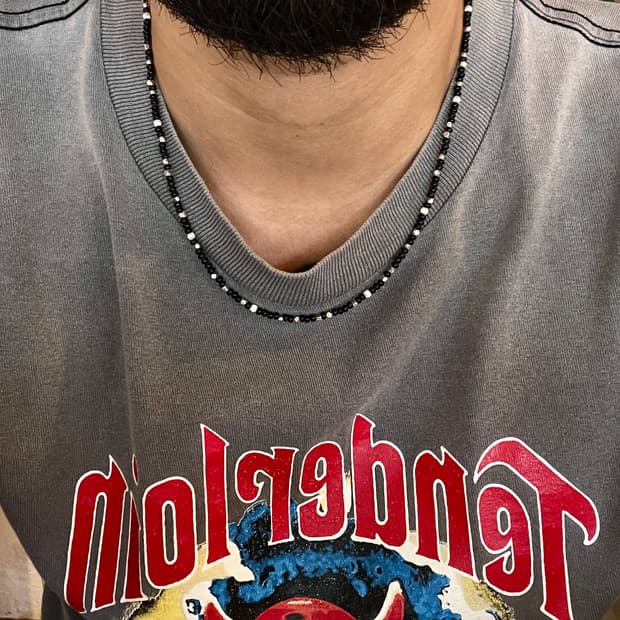 블랙 화이트하츠 925실버 목걸이 50cm
