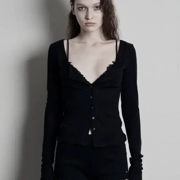 보헤미안서울 스쿱 가디건 블랙