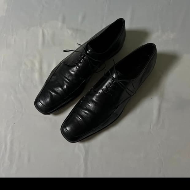 prada square toe derby shoes