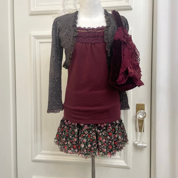 wine&gray flower fairy 4pcs set