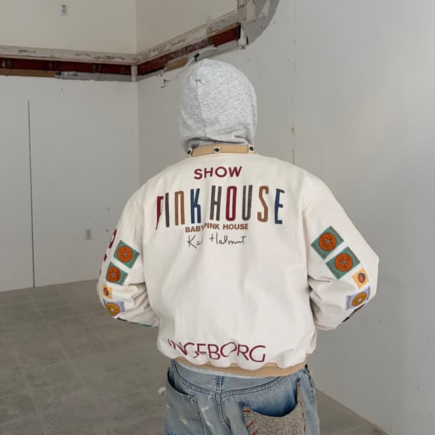 90’s Pink House signature patch bomber 