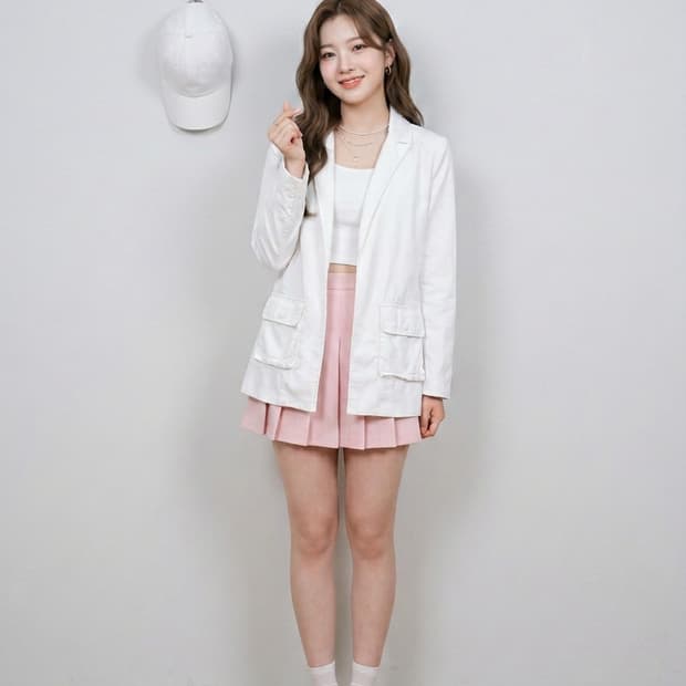 앨리스앤올리비아 화이트 린넨 혼방 자켓