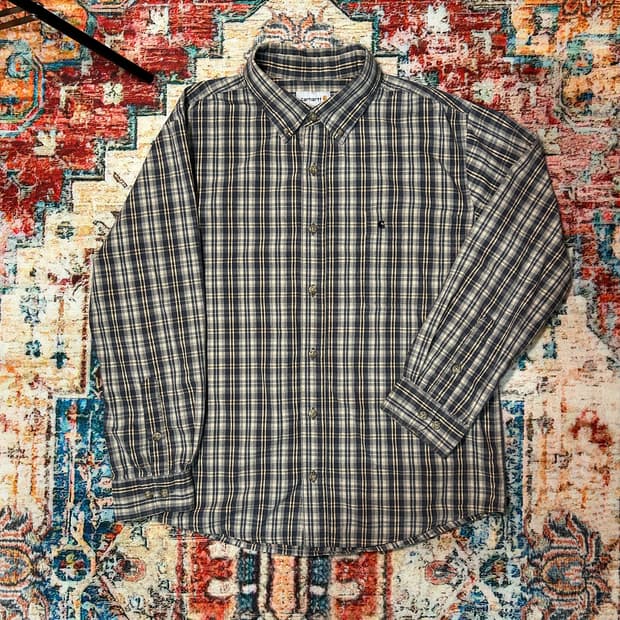 [L] 칼하트 자수로고 포켓 체크 셔츠