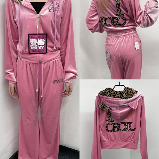 헬로키티x세실맥비 콜라보 갸루 벨로아 셋업
