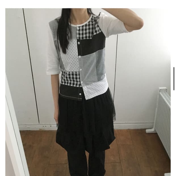 피에브레 패치워크 가디건 블랙