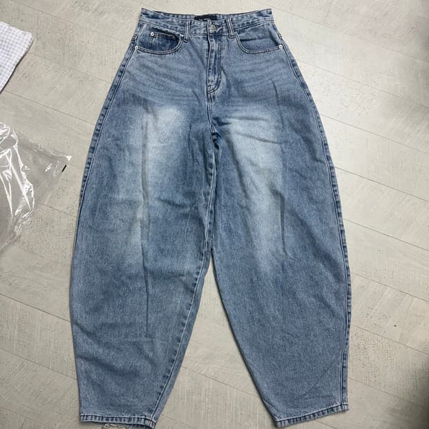 벌룬핏 연청 데님팬츠