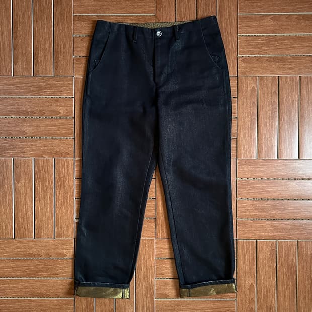 Factotum gold thread detail cotton pants