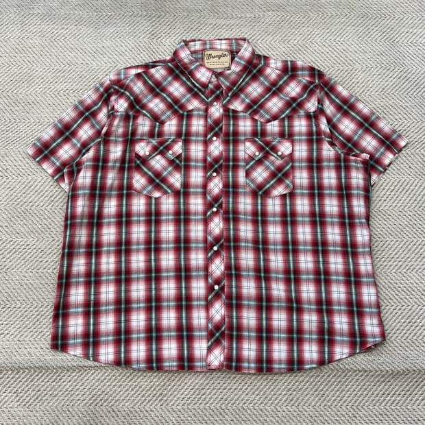 랭글러 웨스턴 체크 하프셔츠 r3701