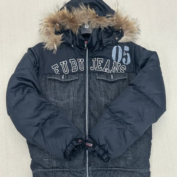 FUBU JEANS 퍼 후드 패딩 M