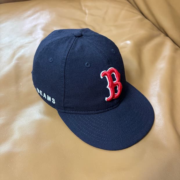 BEAMS 빔즈 빔스 뉴에라 9Fifty 6패널 볼캡 모자 보스턴 네이비