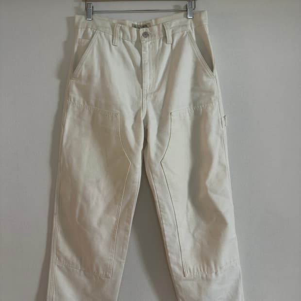 스투시 더블니 bone white 30