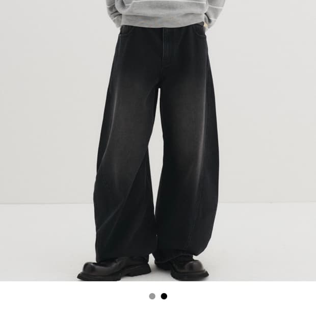 DNSR - 커브드 데님 팬츠 - XL - BLACK