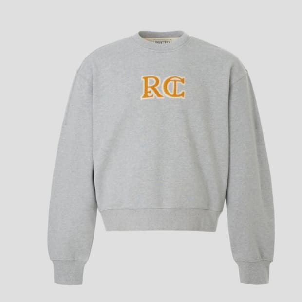 [새상품] 렉토 RC 엠브로이드 로고 자수 클래식 맨투맨 멜란지 그레이