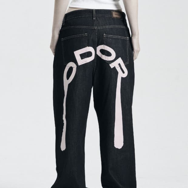 Logo drop denim in pink