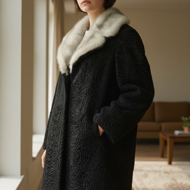 일본 빈티지 밍크 퍼카라 블랙 코트 🖤