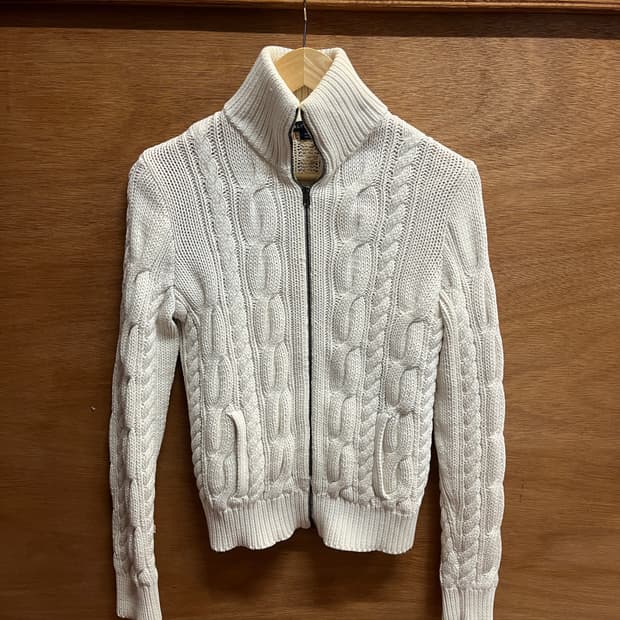 폴로 랄프로렌 아이보리 케이블 니트 집업 가디건 L
