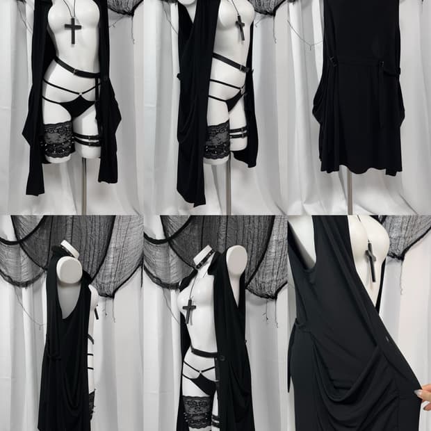 black detail long cardgian