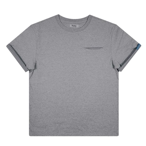 Huey 휴이 Check Rollup Tee Grey 티 00 size