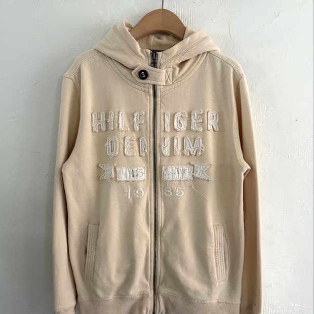 Tommy Hilfiger 타미힐피거 레터링 베이지 후드집업