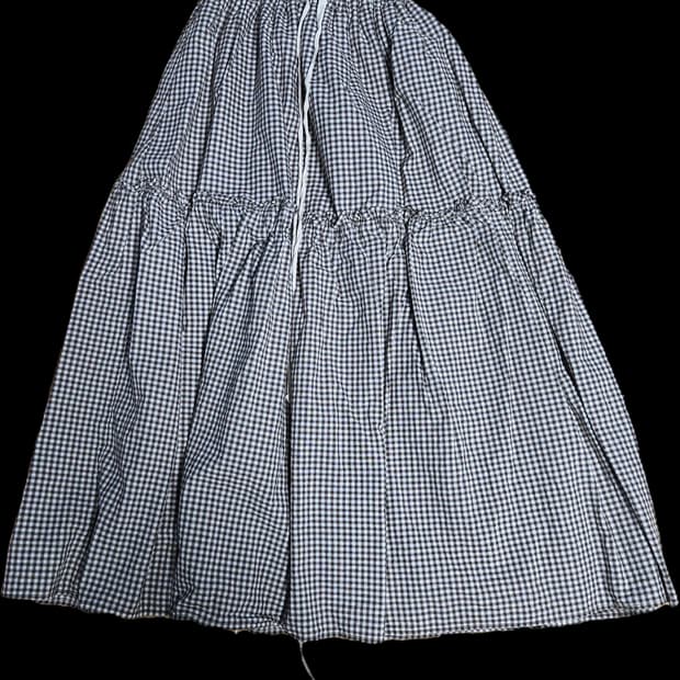 체크레이스 롱스커트 밤색