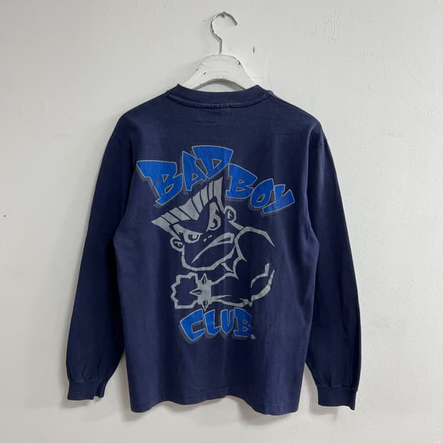 빈티지 90s 배드보이 클럽 네이비 긴팔 티셔츠