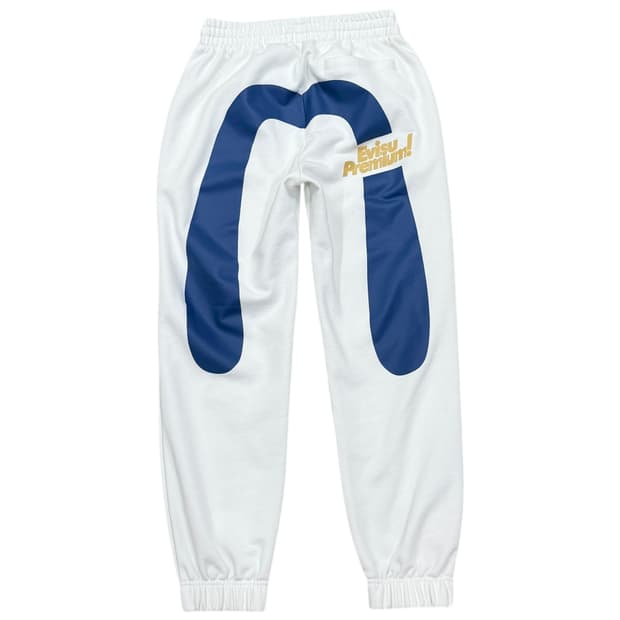 EVISU 에비수 빅로고 화이트 스웻 조거팬츠 바지 M
