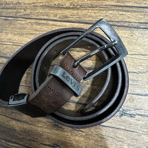 리바이스 LEVIS  브라운 소가죽 벨트 블랙 버클