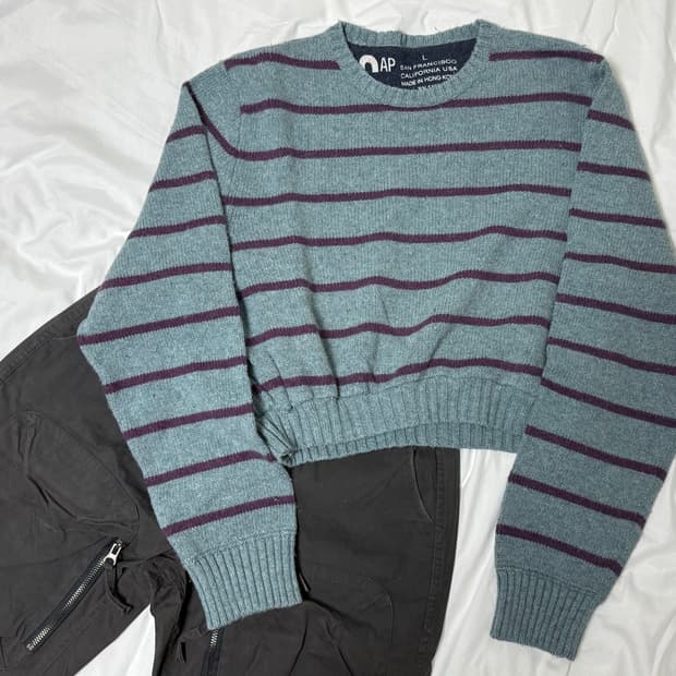 cropped striped knit top