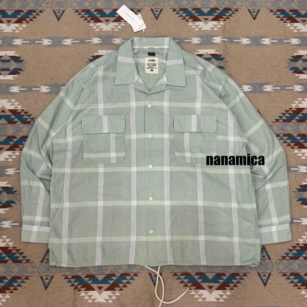 [L][105] 나나미카 팔라카 체크 셔츠 코랄 그린