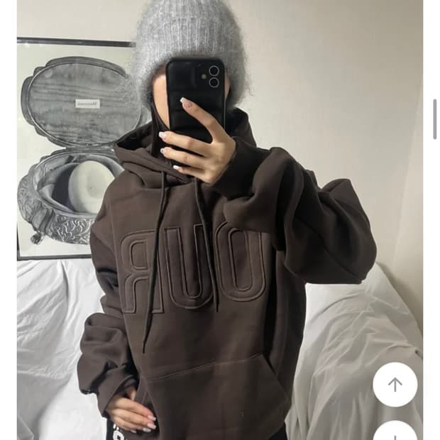 에이블리 남여공용 유니섹스 오버핏 아워 패치 기모 후드티 (새상품)