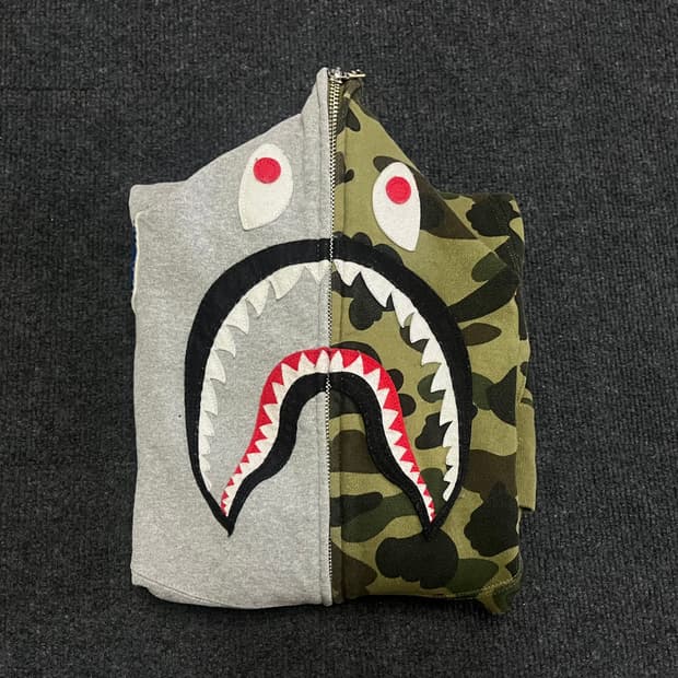 베이프 아수라 샤크 후드집업 카모 회색