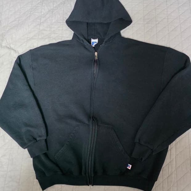 [XL] 90s 빈티지 러셀 애슬레틱 후드집업 블랙 ver. 올롸잇컨디션