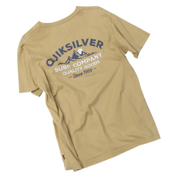 퀵실버 빈티지 백로고 서프 그래픽 베이지 반팔 티셔츠 (M)